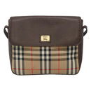 Burberrys Nova Check Shoulder Bag Canvas Beige Gold Auth ep8091-2