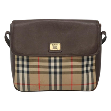 Burberrys Nova Check Shoulder Bag Canvas Beige Gold Auth ep8091 - 0