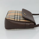 Burberrys Nova Check Shoulder Bag Canvas Beige Gold Auth ep8091-5