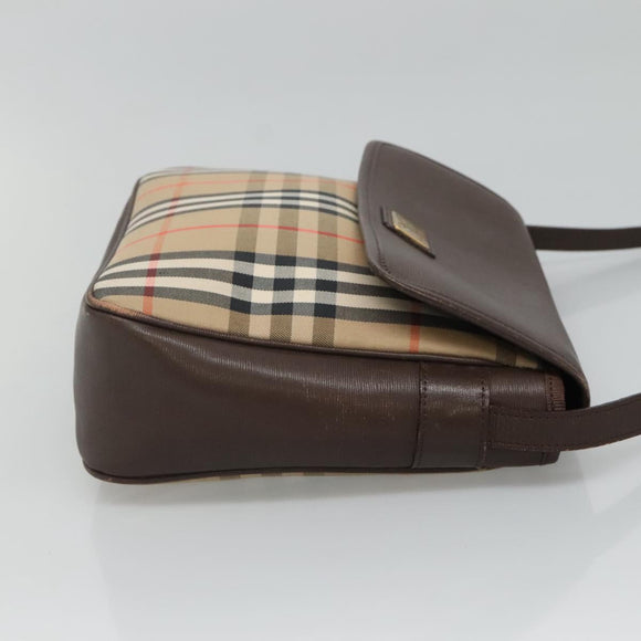 Burberrys Nova Check Shoulder Bag Canvas Beige Gold Auth ep8091