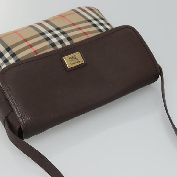 Burberrys Nova Check Shoulder Bag Canvas Beige Gold Auth ep8091