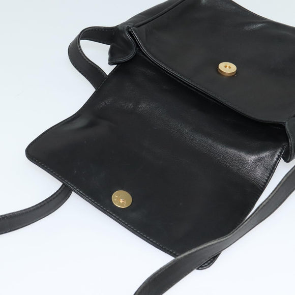 GUCCI Horsebit Shoulder Bag Leather Black Auth ep8101