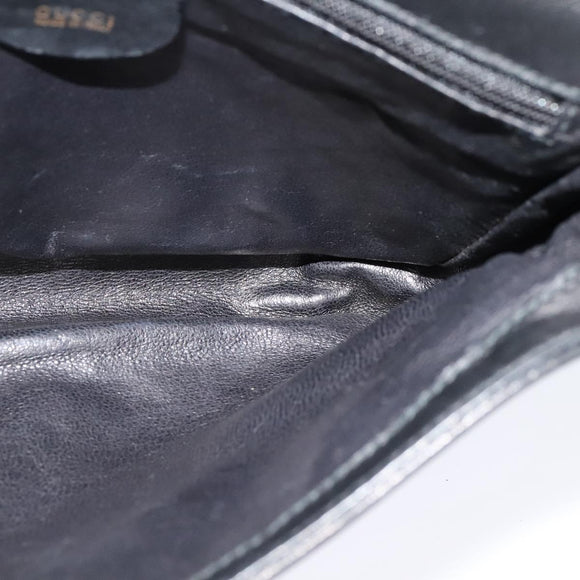 GUCCI Horsebit Shoulder Bag Leather Black Auth ep8101