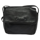 GUCCI Horsebit Shoulder Bag Leather Black Auth ep8101-13