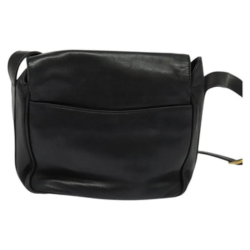 GUCCI Horsebit Shoulder Bag Leather Black Auth ep8101 - 0