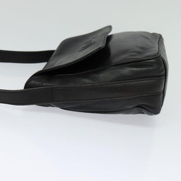 GUCCI Horsebit Shoulder Bag Leather Black Auth ep8101