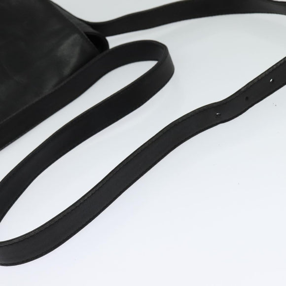 GUCCI Horsebit Shoulder Bag Leather Black Auth ep8101