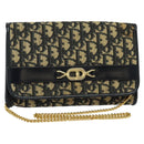 Christian Dior Trotter Canvas Chain Shoulder Bag Navy Auth ep8112-1