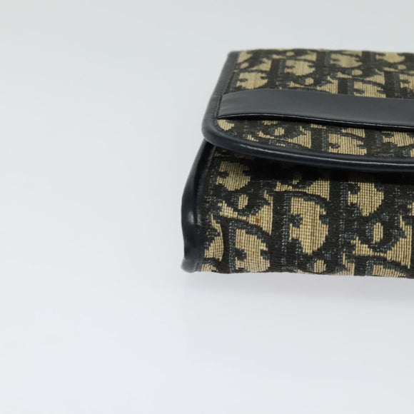 Christian Dior Trotter Canvas Chain Shoulder Bag Navy Auth ep8112