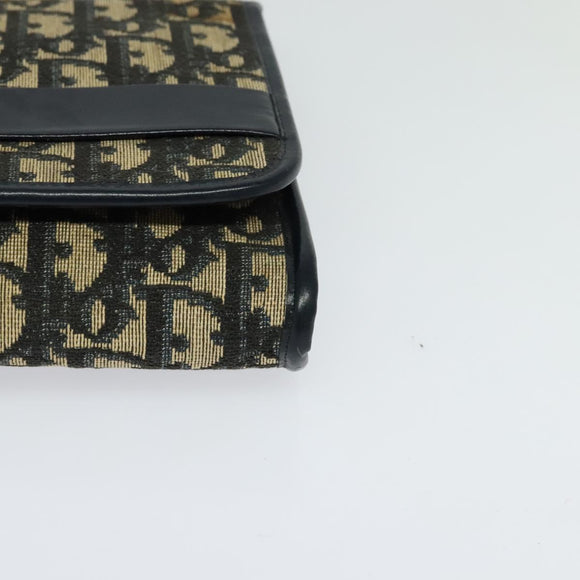 Christian Dior Trotter Canvas Chain Shoulder Bag Navy Auth ep8112