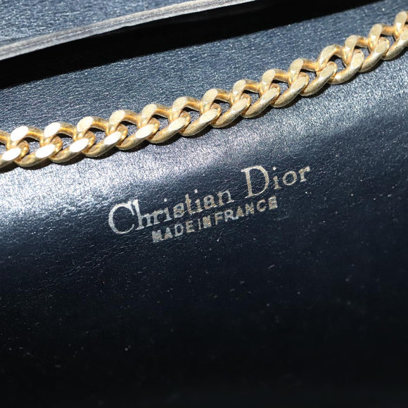 Christian Dior Trotter Canvas Chain Shoulder Bag Navy Auth ep8112
