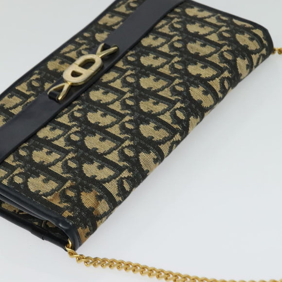 Christian Dior Trotter Canvas Chain Shoulder Bag Navy Auth ep8112