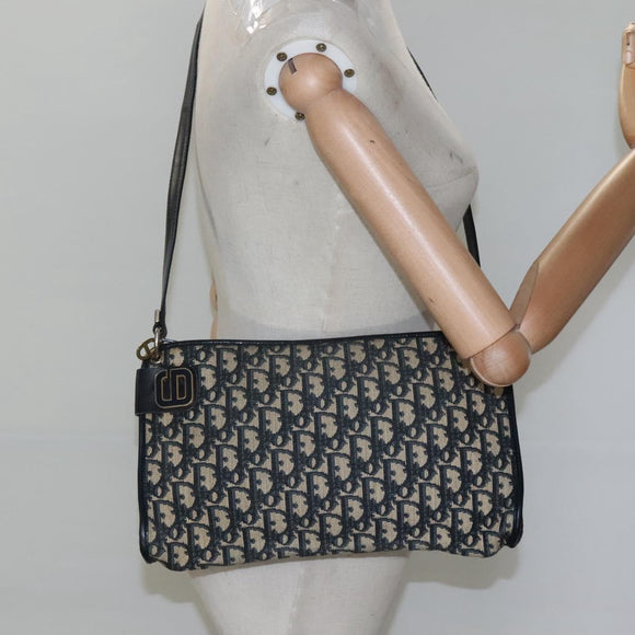 Christian Dior Trotter Canvas Shoulder Bag Navy Auth ep8138