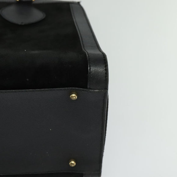 GUCCI Bamboo Hand Bag Suede Black Gold 002 1186 0260 Auth ep8145