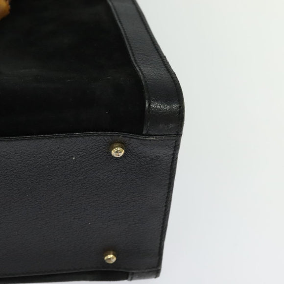 GUCCI Bamboo Hand Bag Suede Black Gold 002 1186 0260 Auth ep8145