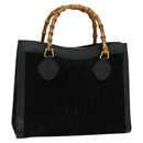GUCCI Bamboo Hand Bag Suede Black Gold 002 1186 0260 Auth ep8145-1