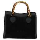 GUCCI Bamboo Hand Bag Suede Black Gold 002 1186 0260 Auth ep8145-13