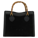 GUCCI Bamboo Hand Bag Suede Black Gold 002 1186 0260 Auth ep8145-2