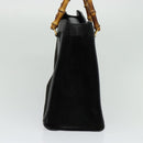 GUCCI Bamboo Hand Bag Suede Black Gold 002 1186 0260 Auth ep8145-4