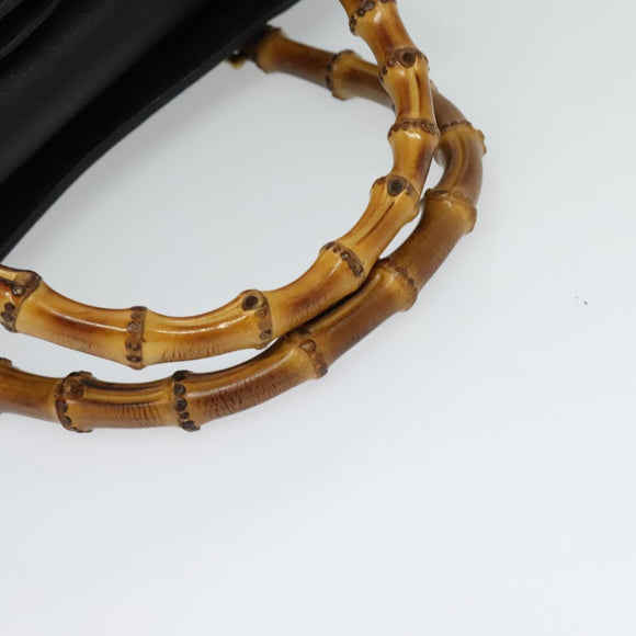 GUCCI Bamboo Hand Bag Suede Black Gold 002 1186 0260 Auth ep8145
