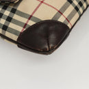 BURBERRY Nova Check Shoulder Bag Nylon Beige Brown Silver Auth ep8167-9