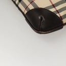 BURBERRY Nova Check Shoulder Bag Nylon Beige Brown Silver Auth ep8167-14