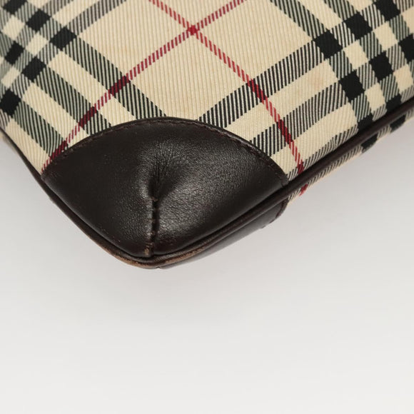 BURBERRY Nova Check Shoulder Bag Nylon Beige Brown Silver Auth ep8167