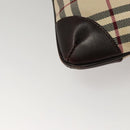 BURBERRY Nova Check Shoulder Bag Nylon Beige Brown Silver Auth ep8167-16