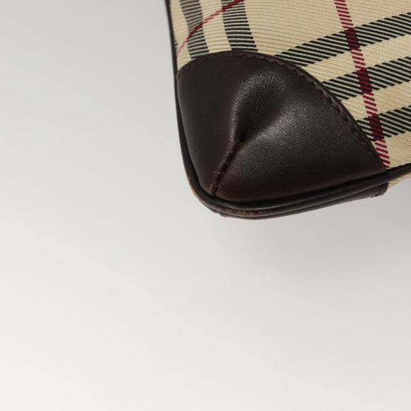BURBERRY Nova Check Shoulder Bag Nylon Beige Brown Silver Auth ep8167