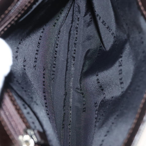 BURBERRY Nova Check Shoulder Bag Nylon Beige Brown Silver Auth ep8167