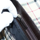 BURBERRY Nova Check Shoulder Bag Nylon Beige Brown Silver Auth ep8167-11