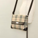 BURBERRY Nova Check Shoulder Bag Nylon Beige Brown Silver Auth ep8167-20