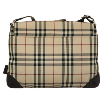 BURBERRY Nova Check Shoulder Bag Nylon Beige Brown Silver Auth ep8167 - 0