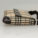 BURBERRY Nova Check Shoulder Bag Nylon Beige Brown Silver Auth ep8167-3