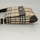 BURBERRY Nova Check Shoulder Bag Nylon Beige Brown Silver Auth ep8167-4