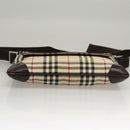 BURBERRY Nova Check Shoulder Bag Nylon Beige Brown Silver Auth ep8167-5