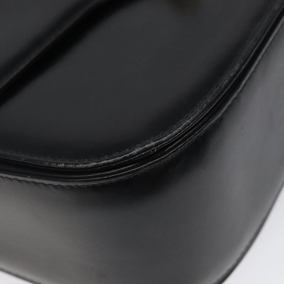 GUCCI Shoulder Bag Leather Black Gold Auth ep8168