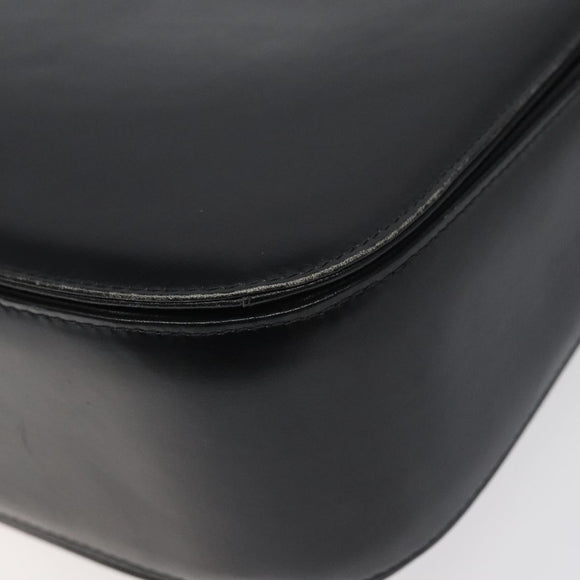 GUCCI Shoulder Bag Leather Black Gold Auth ep8168