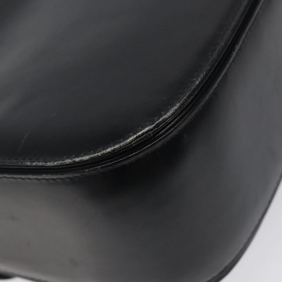 GUCCI Shoulder Bag Leather Black Gold Auth ep8168