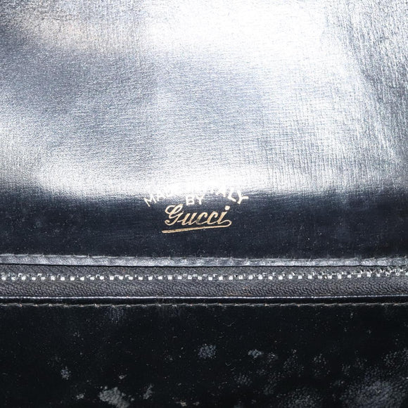 GUCCI Shoulder Bag Leather Black Gold Auth ep8168