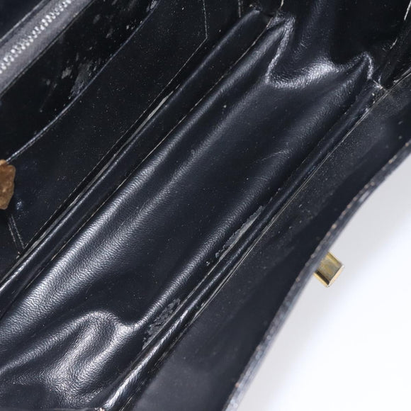 GUCCI Shoulder Bag Leather Black Gold Auth ep8168