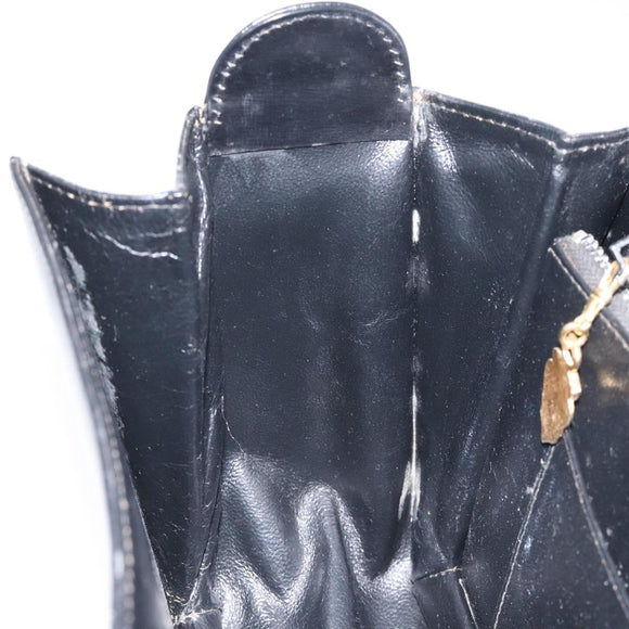 GUCCI Shoulder Bag Leather Black Gold Auth ep8168