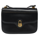 GUCCI Shoulder Bag Leather Black Gold Auth ep8168-13