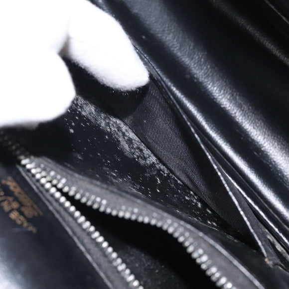 GUCCI Shoulder Bag Leather Black Gold Auth ep8168