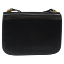 GUCCI Shoulder Bag Leather Black Gold Auth ep8168-2