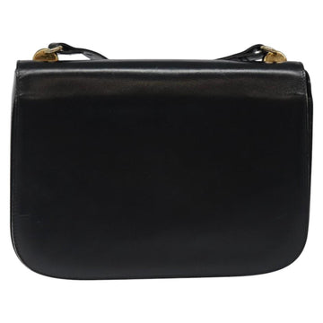 GUCCI Shoulder Bag Leather Black Gold Auth ep8168 - 0
