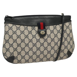 GUCCI GG Supreme Shoulder Bag PVC Navy Gold 39 02 026 Auth ep8170