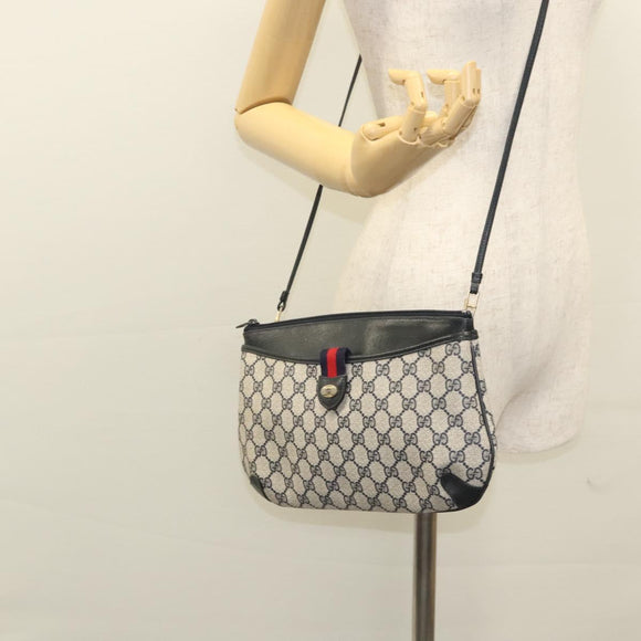 GUCCI GG Supreme Shoulder Bag PVC Navy Gold 39 02 026 Auth ep8170