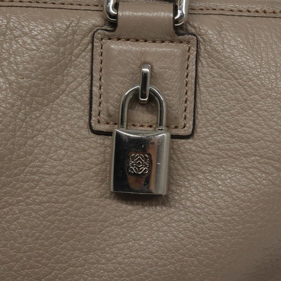 LOEWE Anagram Amazona 36 Hand Bag Leather Beige Silver Auth ep8171