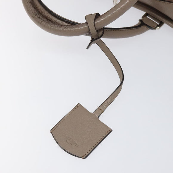 LOEWE Anagram Amazona 36 Hand Bag Leather Beige Silver Auth ep8171